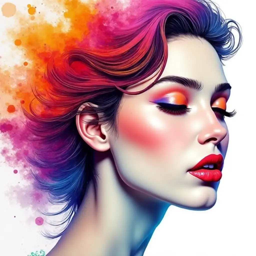 Watercolor face of a woman